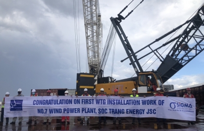 Installing the first turbine foundation at Soc Trang 7 project